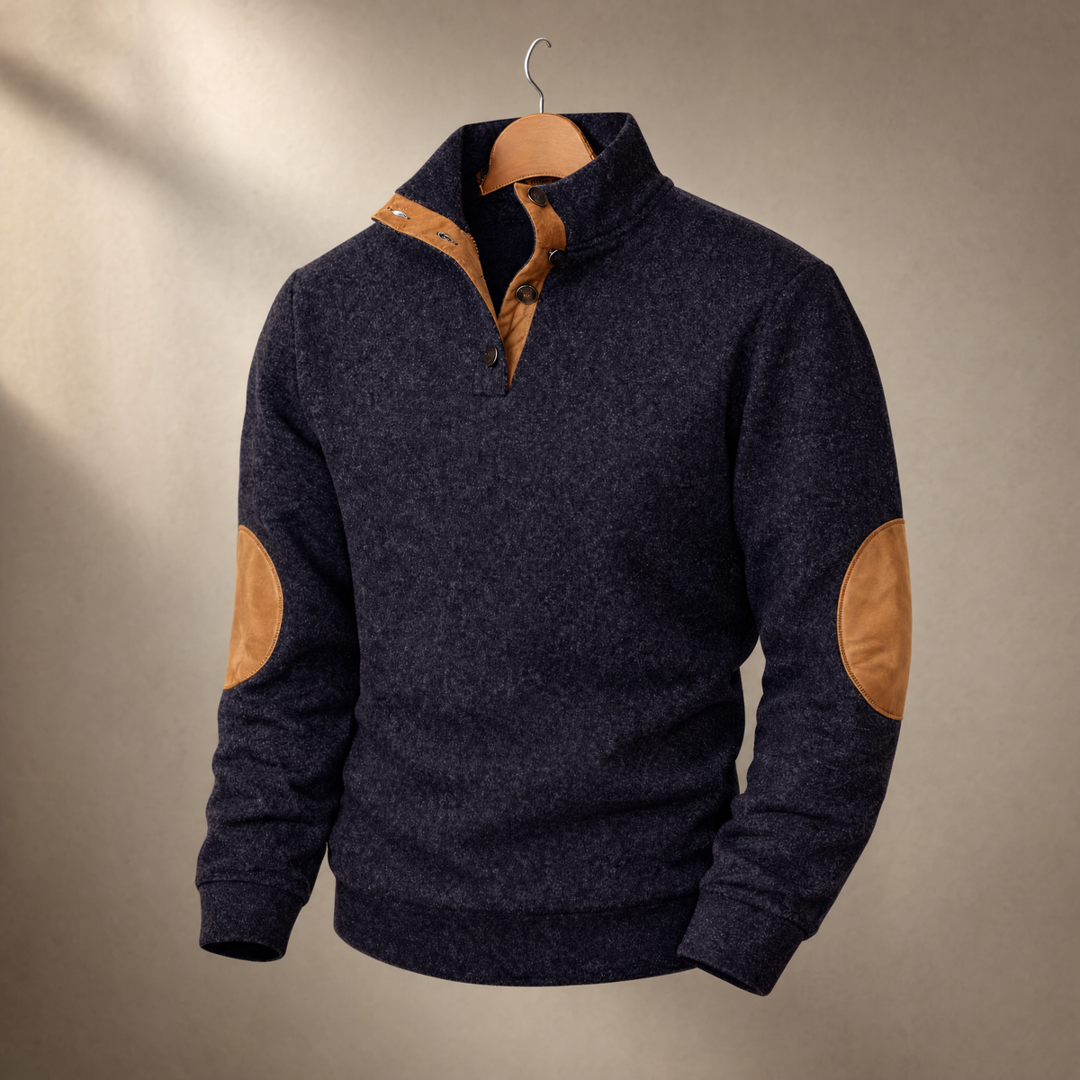 Men's vintage polo in black on a warm studio backdrop
